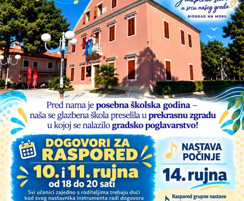 Glazbena škola- obavijest o početku nastave